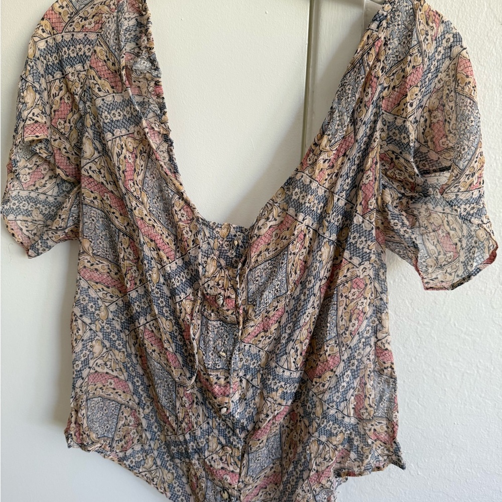 Sezane Vikaly Blouse Mozaique Print - Size 6